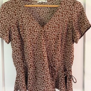 MNG Basics Brown Floral Blouse
